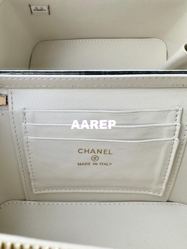 Replica Chanel New 24A Lambskin Vanity With Chain and Top Handle with Rhinestones AP4052 White 9