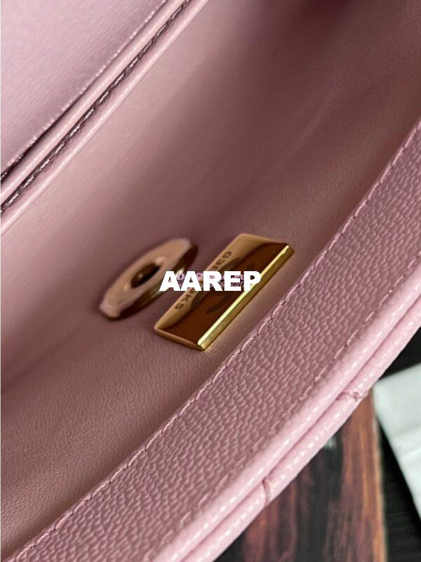 Replica Chanel Mini Coco Handle Bag in Caviar with Edge Stitching AS2215 in Light Gold Hardware Sakura Pink 8