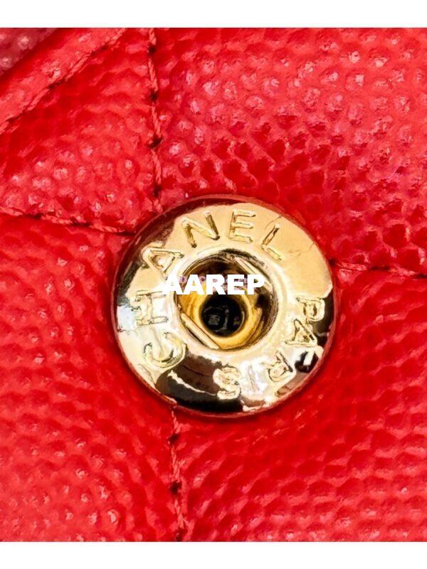 Replica Chanel CF 1112 Classic Flap Bag Qulited Grainy Caviar with Light Gold Hardware in Red 9