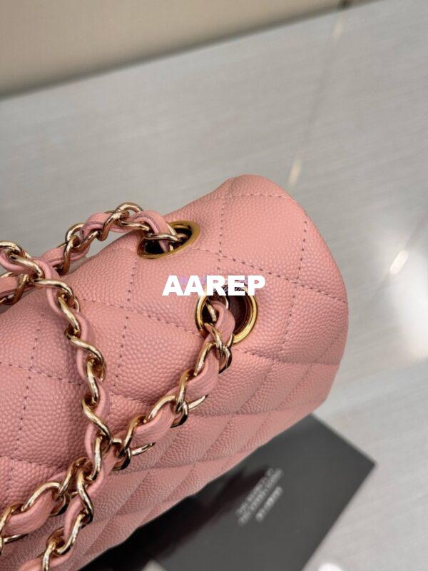 Replica Chanel CF 1112 Classic Flap Bag Qulited Grainy Caviar with Light Gold Hardware in New Sakura Pink 10