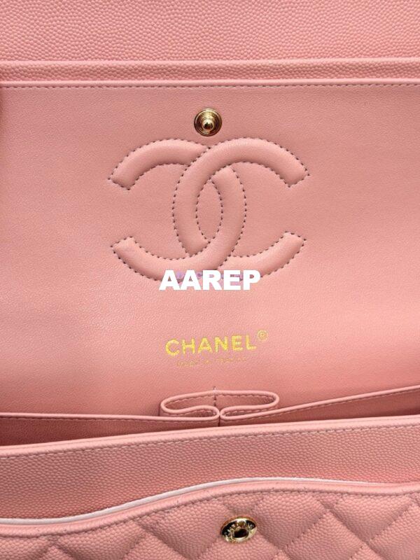 Replica Chanel CF 1112 Classic Flap Bag Qulited Grainy Caviar with Light Gold Hardware in New Sakura Pink 12
