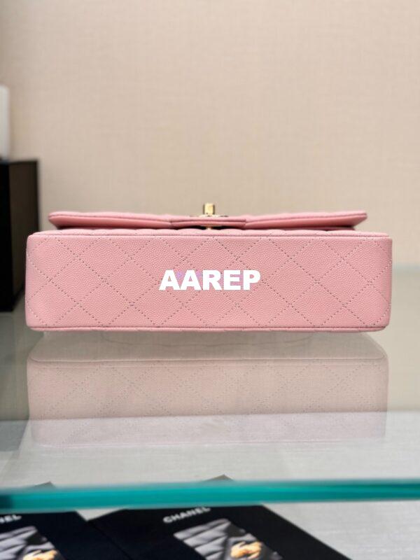 Replica Chanel CF 1112 Classic Flap Bag Qulited Grainy Caviar with Light Gold Hardware in New Sakura Pink 14