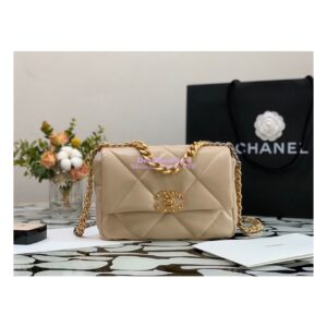 Replica Chanel 19 Large Flap Bag AS1161 Lambskin Beige