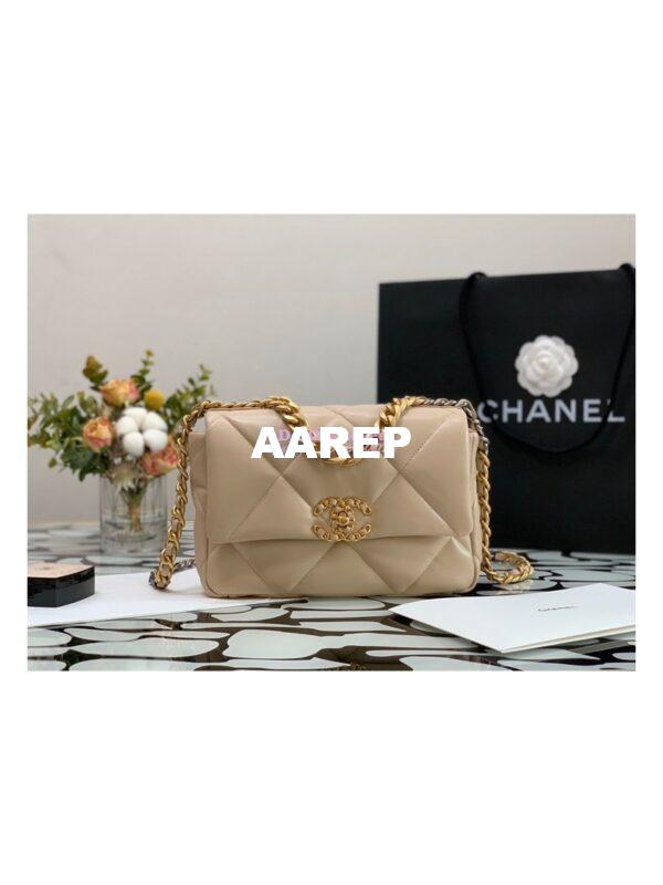 Replica Chanel 19 Large Flap Bag AS1161 Lambskin Beige