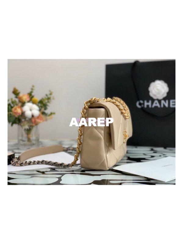 Replica Chanel 19 Large Flap Bag AS1161 Lambskin Beige 4