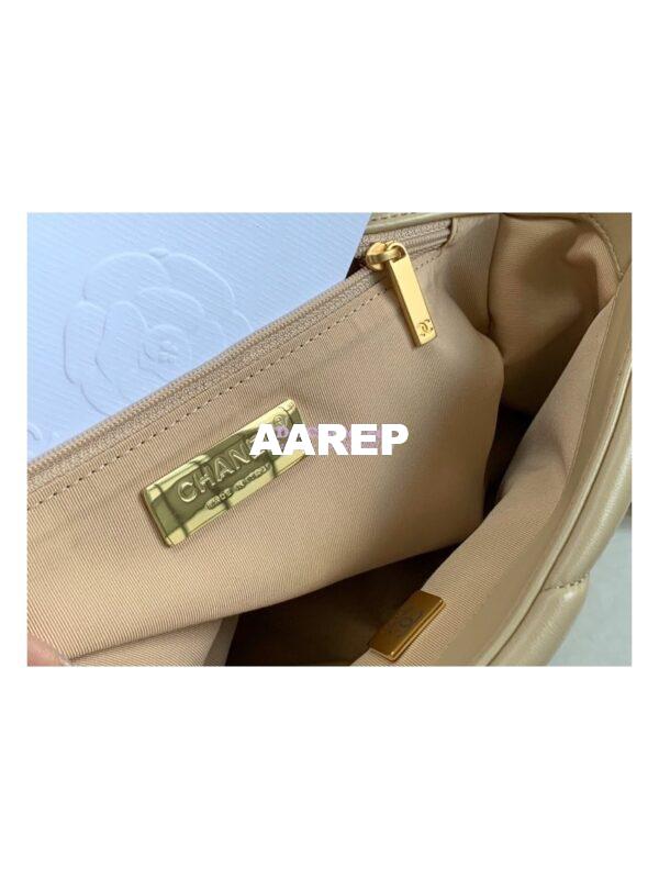 Replica Chanel 19 Large Flap Bag AS1161 Lambskin Beige 7