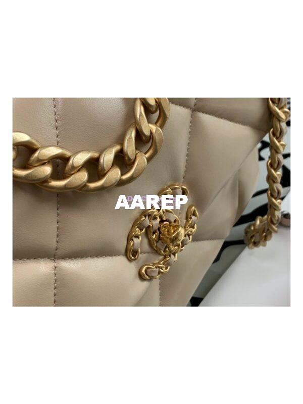 Replica Chanel 19 Large Flap Bag AS1161 Lambskin Beige 8