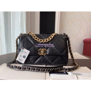 Replica Chanel 19 Large Flap Bag AS1161 Lambskin Black
