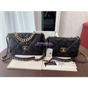 Replica Chanel 19 Large Flap Bag AS1161 Lambskin Black 2