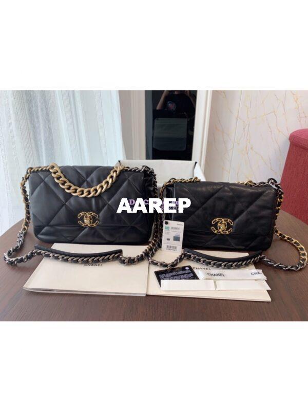 Replica Chanel 19 Large Flap Bag AS1161 Lambskin Black 2