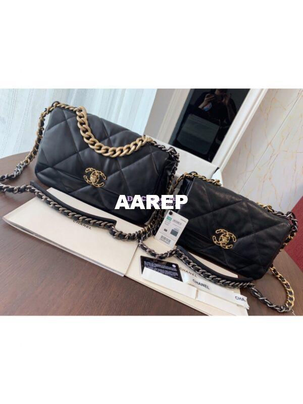 Replica Chanel 19 Large Flap Bag AS1161 Lambskin Black 3