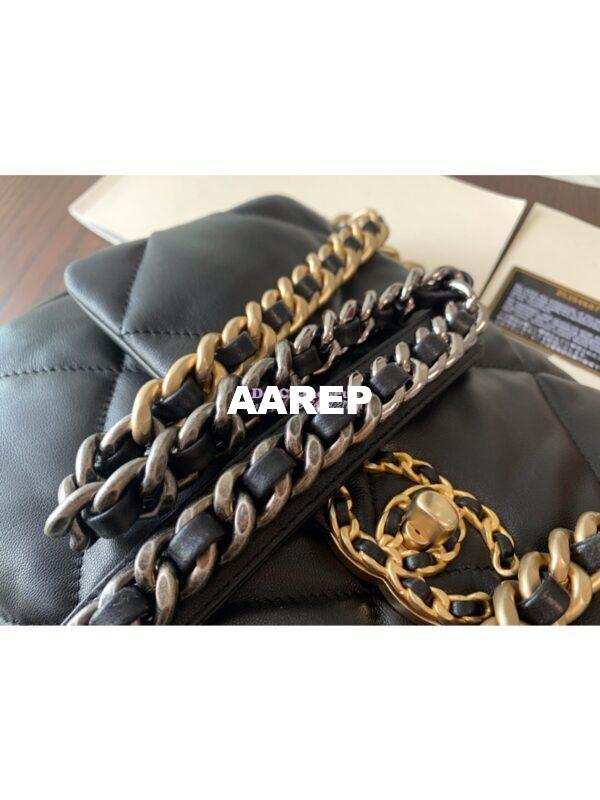 Replica Chanel 19 Large Flap Bag AS1161 Lambskin Black 4
