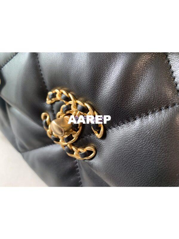 Replica Chanel 19 Large Flap Bag AS1161 Lambskin Black 5