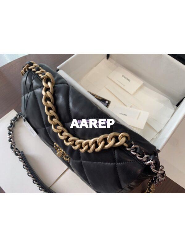 Replica Chanel 19 Large Flap Bag AS1161 Lambskin Black 6