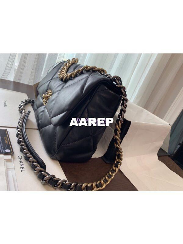 Replica Chanel 19 Large Flap Bag AS1161 Lambskin Black 7