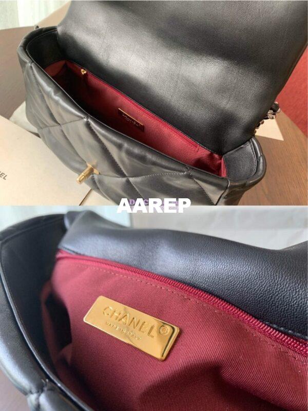 Replica Chanel 19 Large Flap Bag AS1161 Lambskin Black 10