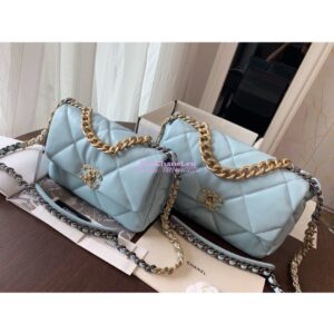 Replica Chanel 19 Large Flap Bag AS1161 Lambskin Baby Blue 2