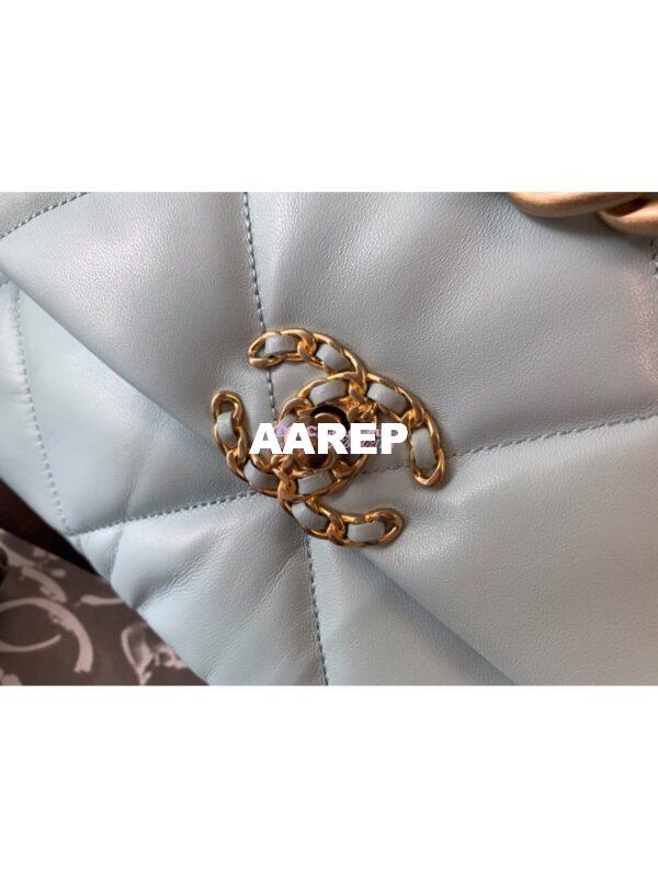 Replica Chanel 19 Large Flap Bag AS1161 Lambskin Baby Blue 7