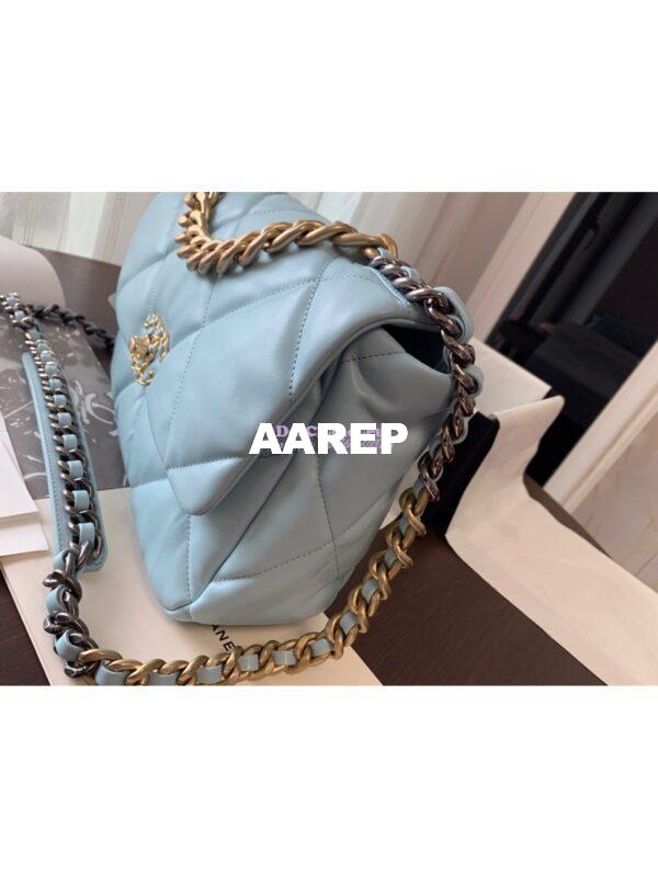 Replica Chanel 19 Large Flap Bag AS1161 Lambskin Baby Blue 9