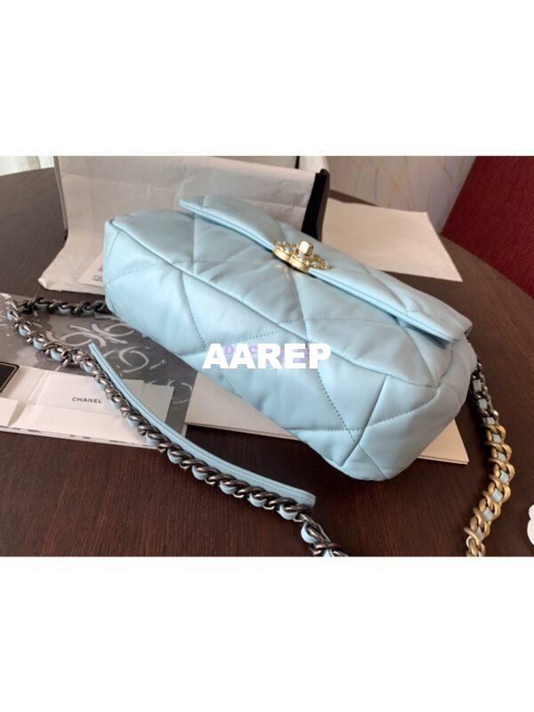 Replica Chanel 19 Large Flap Bag AS1161 Lambskin Baby Blue 10