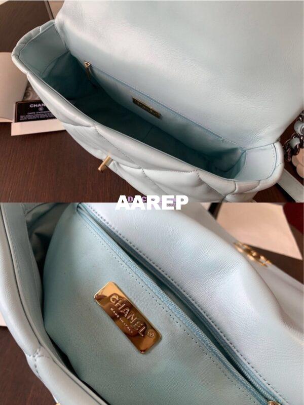 Replica Chanel 19 Large Flap Bag AS1161 Lambskin Baby Blue 11