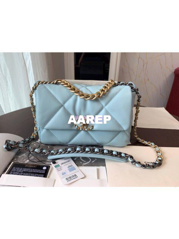 Replica Chanel 19 Small Flap Bag AS1160 Lambskin Baby Blue