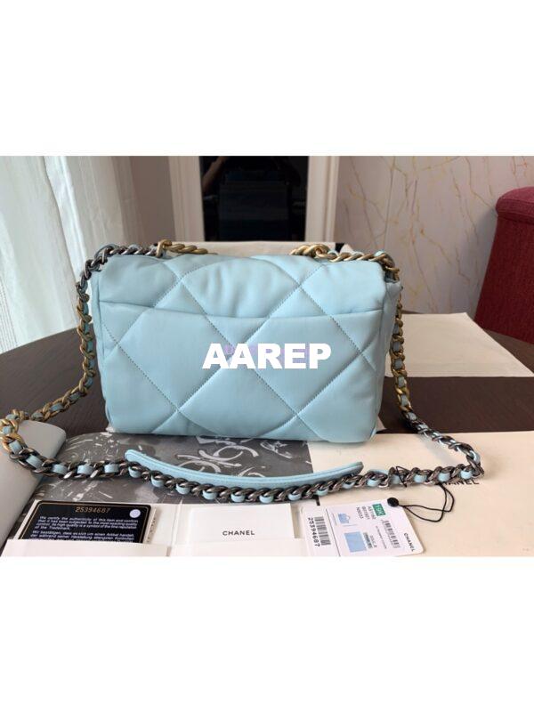 Replica Chanel 19 Small Flap Bag AS1160 Lambskin Baby Blue 7