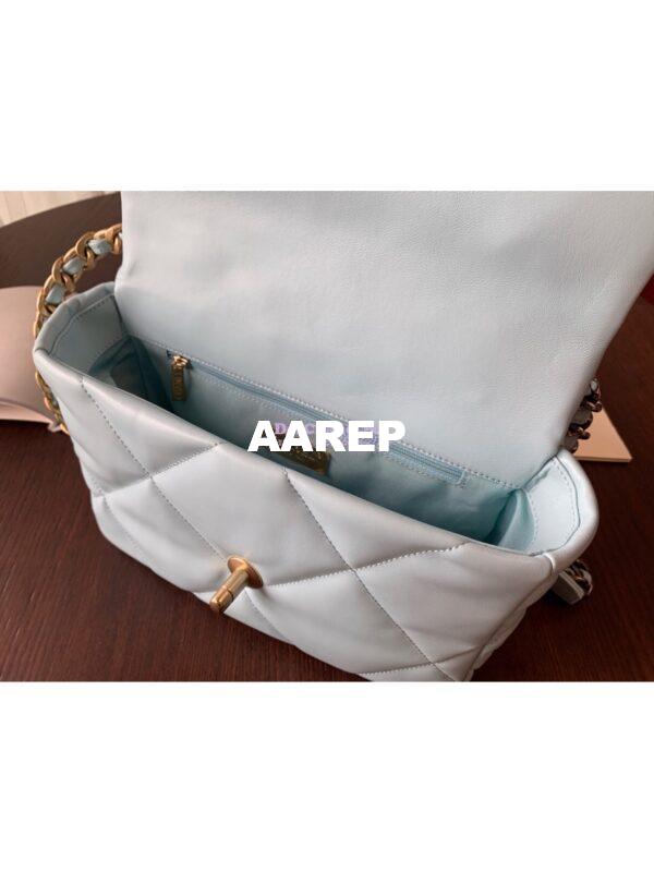 Replica Chanel 19 Small Flap Bag AS1160 Lambskin Baby Blue 9
