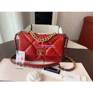 Replica Chanel 19 Small Flap Bag AS1160 Lambskin Red