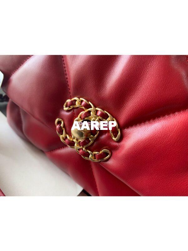 Replica Chanel 19 Small Flap Bag AS1160 Lambskin Red 3
