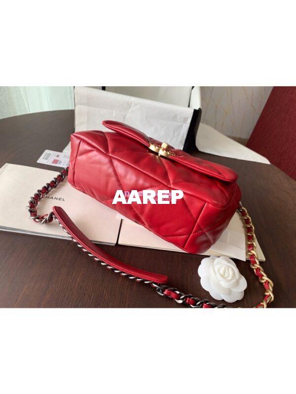 Replica Chanel 19 Small Flap Bag AS1160 Lambskin Red 4