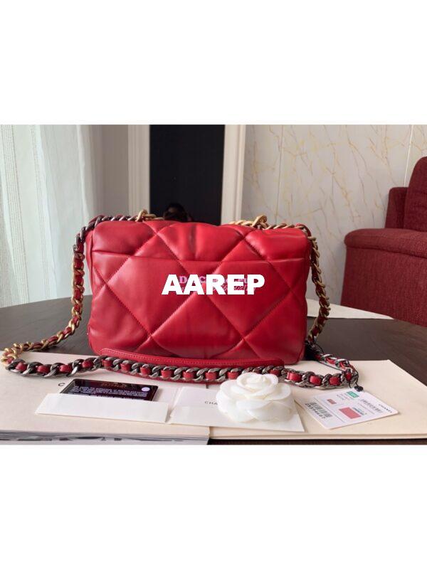 Replica Chanel 19 Small Flap Bag AS1160 Lambskin Red 5