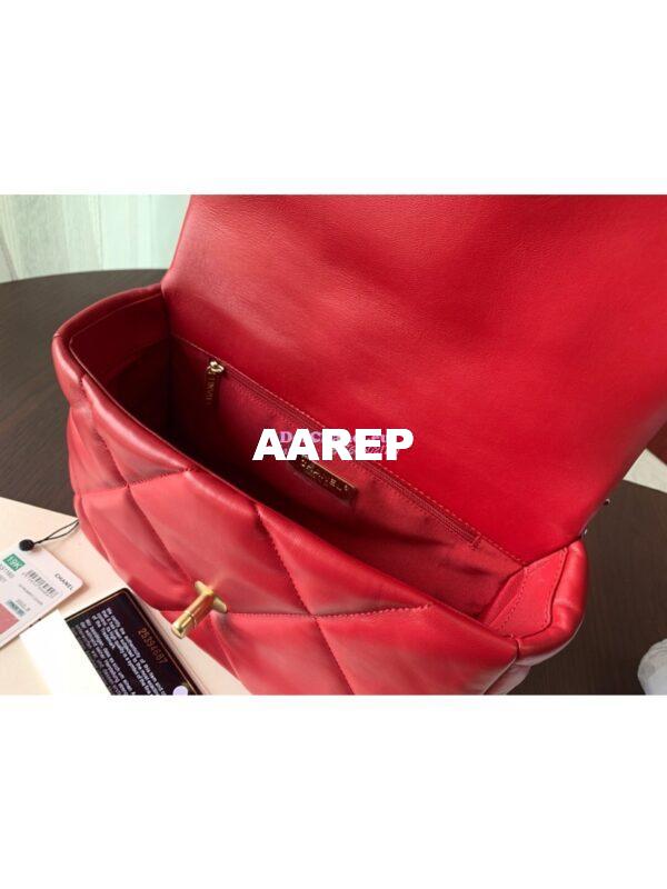 Replica Chanel 19 Small Flap Bag AS1160 Lambskin Red 7
