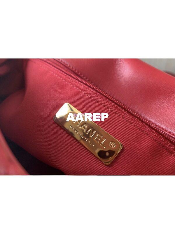 Replica Chanel 19 Small Flap Bag AS1160 Lambskin Red 8