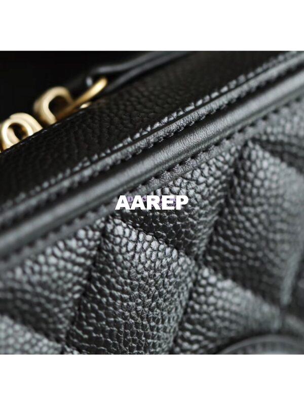 Replica Chanel CC Filigree Vanity Case Vanity Case A93343 Caviar Black 5