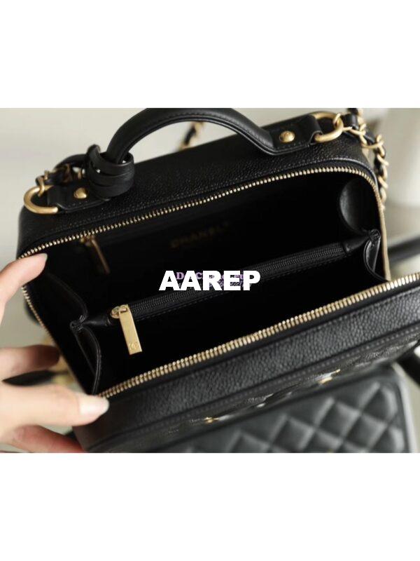 Replica Chanel CC Filigree Vanity Case Vanity Case A93343 Caviar Black 9