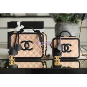Replica Chanel CC Filigree Vanity Case Vanity Case A93343 Beige