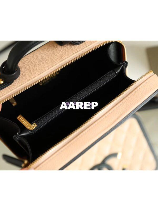 Replica Chanel CC Filigree Vanity Case Vanity Case A93343 Beige 8