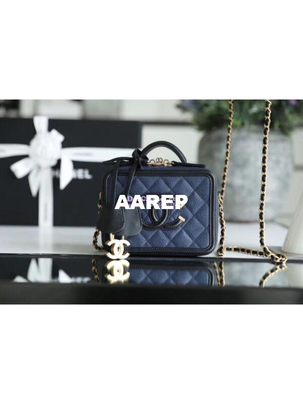 Replica Chanel CC Filigree Vanity Case Vanity Case A93343 Blue 10