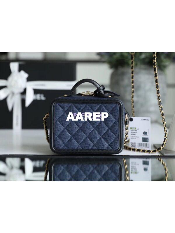 Replica Chanel CC Filigree Vanity Case Vanity Case A93343 Blue 17