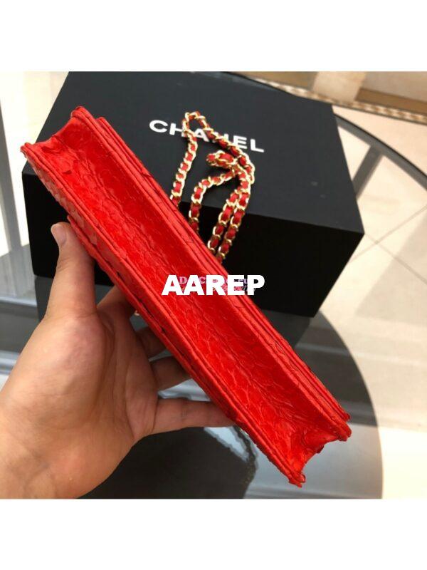 Replica Chanel Classic Wallet On Chain WOC in Python Leather 33814 Red 9