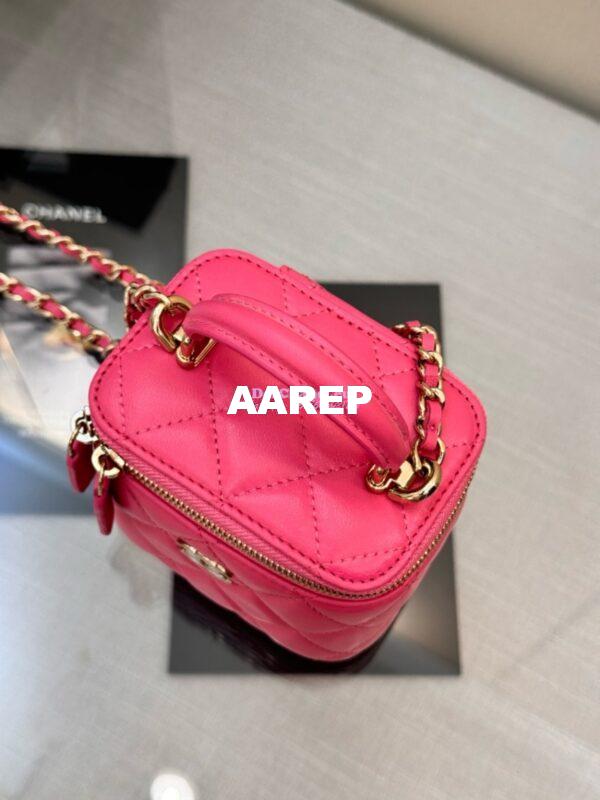 Replica Chanel New 24A SLG Lambskin Small Vanity With Chain and Top Handle Bag AP2198 Rosy 5