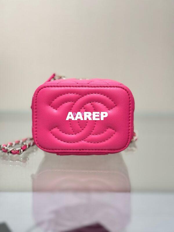 Replica Chanel New 24A SLG Lambskin Small Vanity With Chain and Top Handle Bag AP2198 Rosy 7