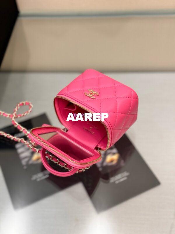 Replica Chanel New 24A SLG Lambskin Small Vanity With Chain and Top Handle Bag AP2198 Rosy 8