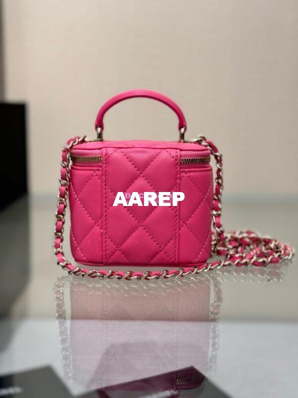 Replica Chanel New 24A SLG Lambskin Small Vanity With Chain and Top Handle Bag AP2198 Rosy 10