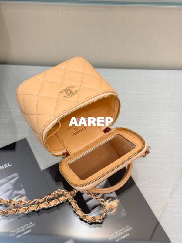 Replica Chanel New 24A SLG Lambskin Small Vanity With Chain and Top Handle Bag AP2198 Beige 8