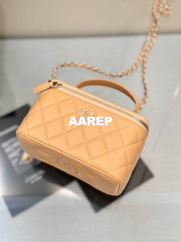 Replica Chanel New 24A Lambskin Vanity With Chain and Top Handle AP2199 Beige 5