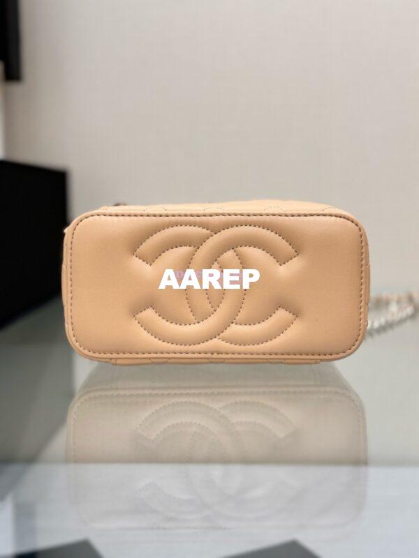 Replica Chanel New 24A Lambskin Vanity With Chain and Top Handle AP2199 Beige 6