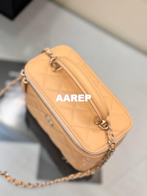 Replica Chanel New 24A Lambskin Vanity With Chain and Top Handle AP2199 Beige 7