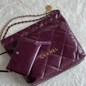 Replica Chanel 22 Handbag Shiny Calfskin & Gold Metal AS3260 AS3261 Dark Burgundy